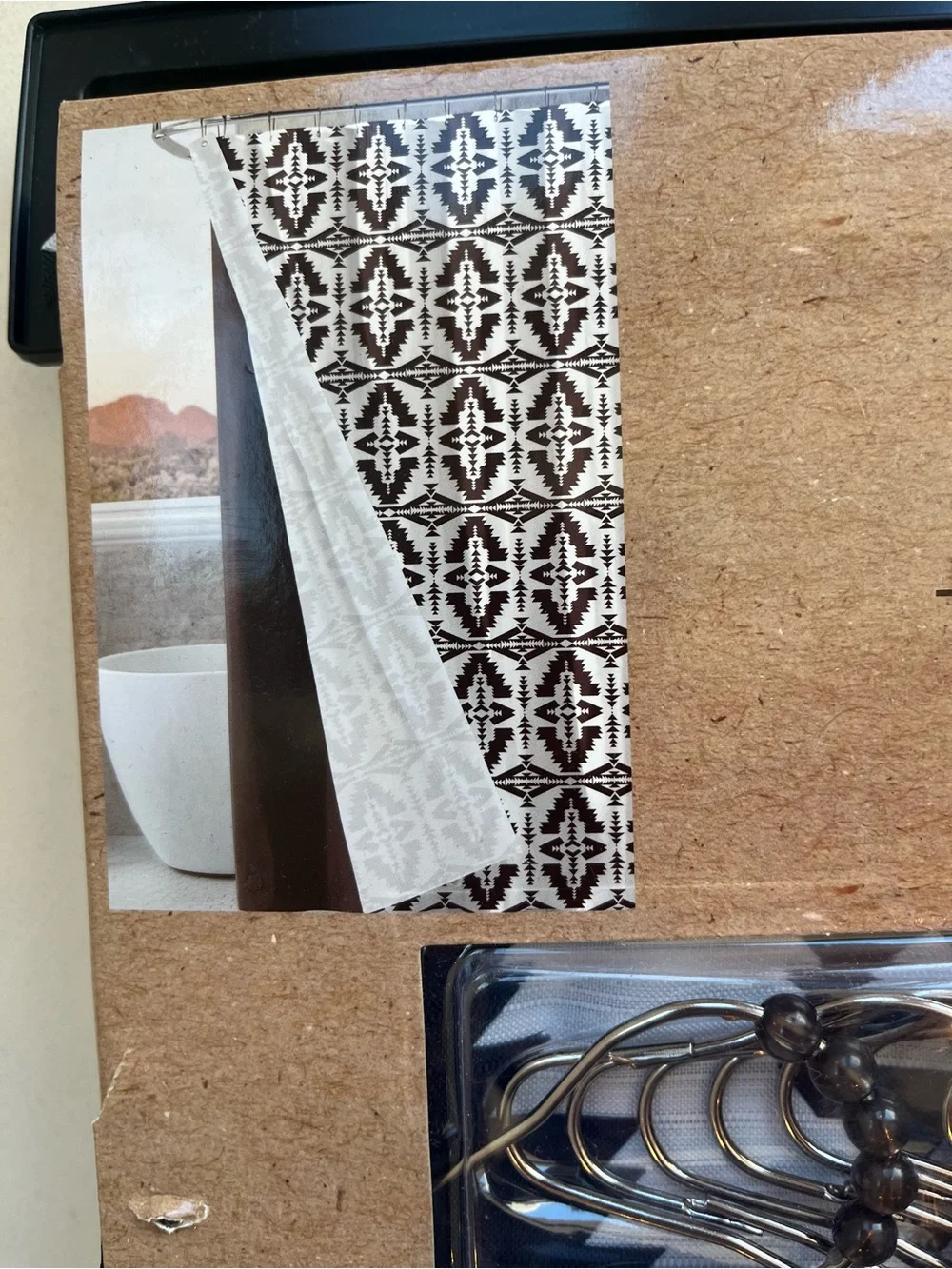 Wrangler Black and White Shower Curtain Ball Hook Set